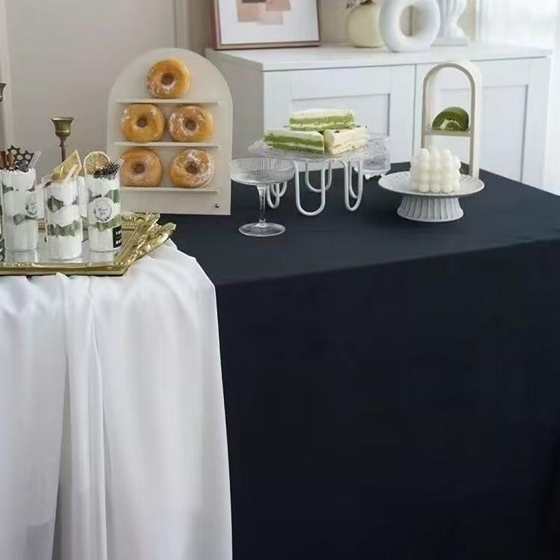 Rechteckige Satin-Tischdecke Hochzeitstischdecke Weiß Schwarz Für Party Geburtstagsveranstaltungen Bankettdekor Zuhause Abendessen Tischdecken