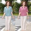 2026 Summer Cotton Linen Shirt & Pants Set for Middle-aged Women – Chinese Style, Short Sleeve T-shirt