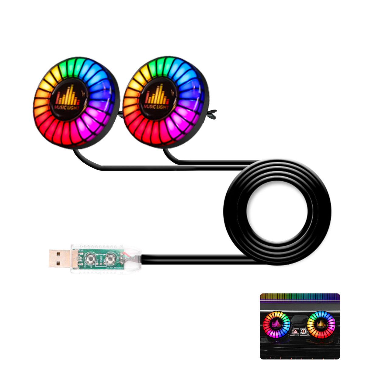 2IN1 Car Atmosphere Light Car Vent Sound Control Rhythm Light Vibration Decorative Light Automobile Accessory License Plate Lamp RGB