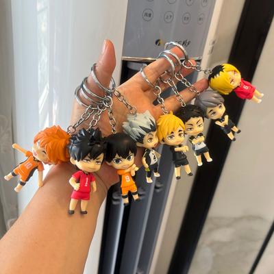 8 Stück/Set Anime Haikyu Figuren Schlüsselanhänger Kenma Kozume Shoyo Hinata Version Taschenanhänger Volleyball Junior Puppe Schlüsselanhänger Spielzeug Geschenk Q Runde Sensorisch