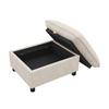 Sofa Stool with Storage, Chenille, Padded Footstool Bench with 8 Cm Legs, Versatile Seat Cushion for Living Room, Bedroom, Beige, 98x65x48 Cm