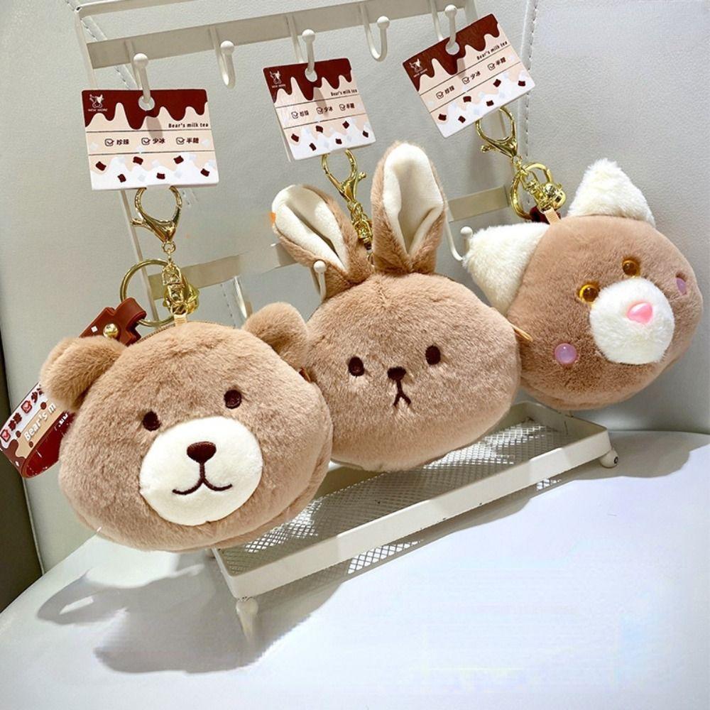 

Card Holder Animals Couple Bag Pendant Coin Bag Milk Tea Plush Coin Purse Children Girls Gifts Rabbit