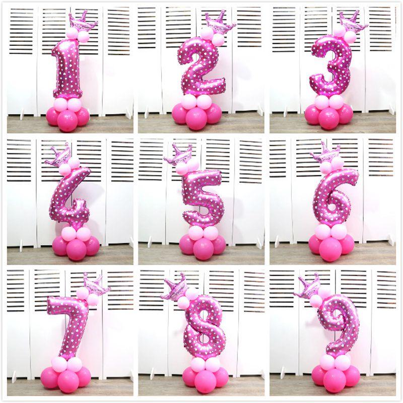 Elegant 32" Number Foil Balloon For Birthday Wedding And Party Decor Blue/pink