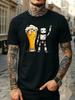 Humorous Robot Loves Beer Graphic Summer Fashion TShirt Unisex WoUnisex Casual Loose Summer Drinking Streetwear Tee