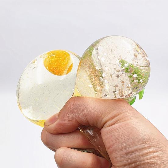 2/3/4Pcs Clear Glitter Steamed Bun Toy Stress Relief Small Dumpling Squeeze Sensory Fidget Toy Slow Rising Stress Ball Decompression Dough Ball