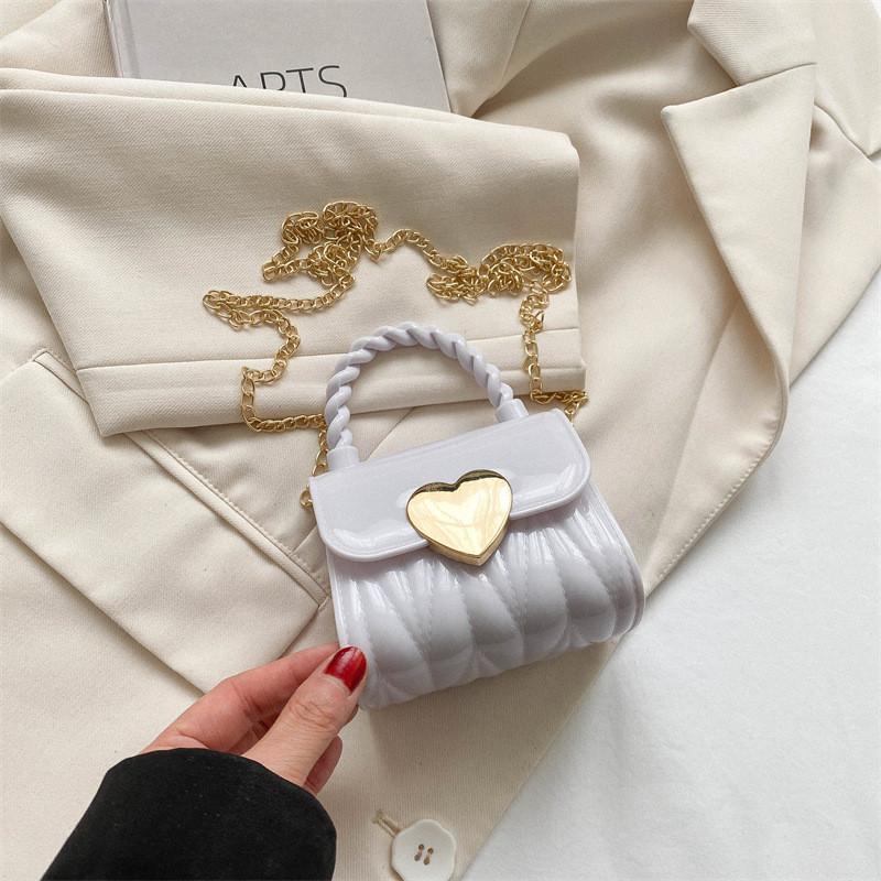 

Stylish Mini Children s Heart Shaped Jelly Bag For Girls With Trendy Chain Strap