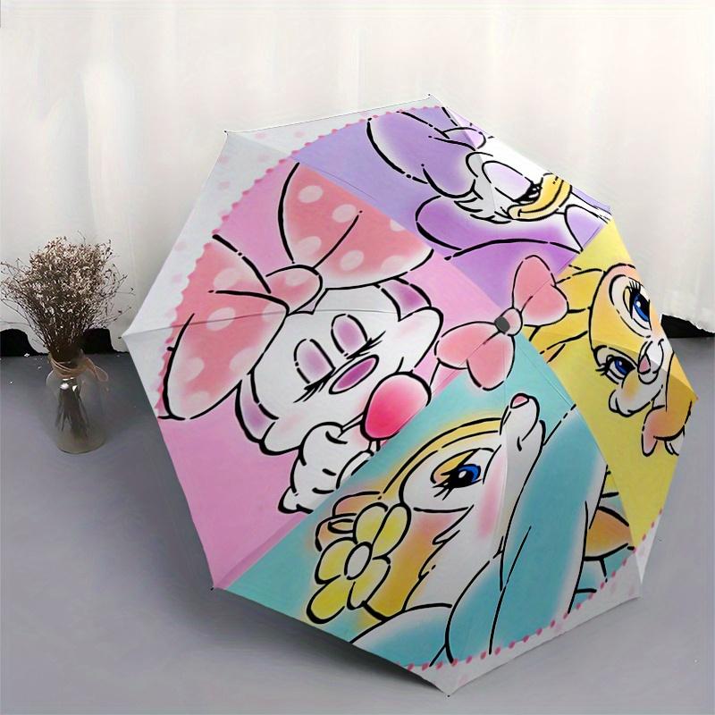 1pc Minnie Mouse,Daisy Duck Automatic Folding Umbrella: Compact 8-Bone Design Cartoon Outdoor Travel Companion, Business Umbrella, Christmas