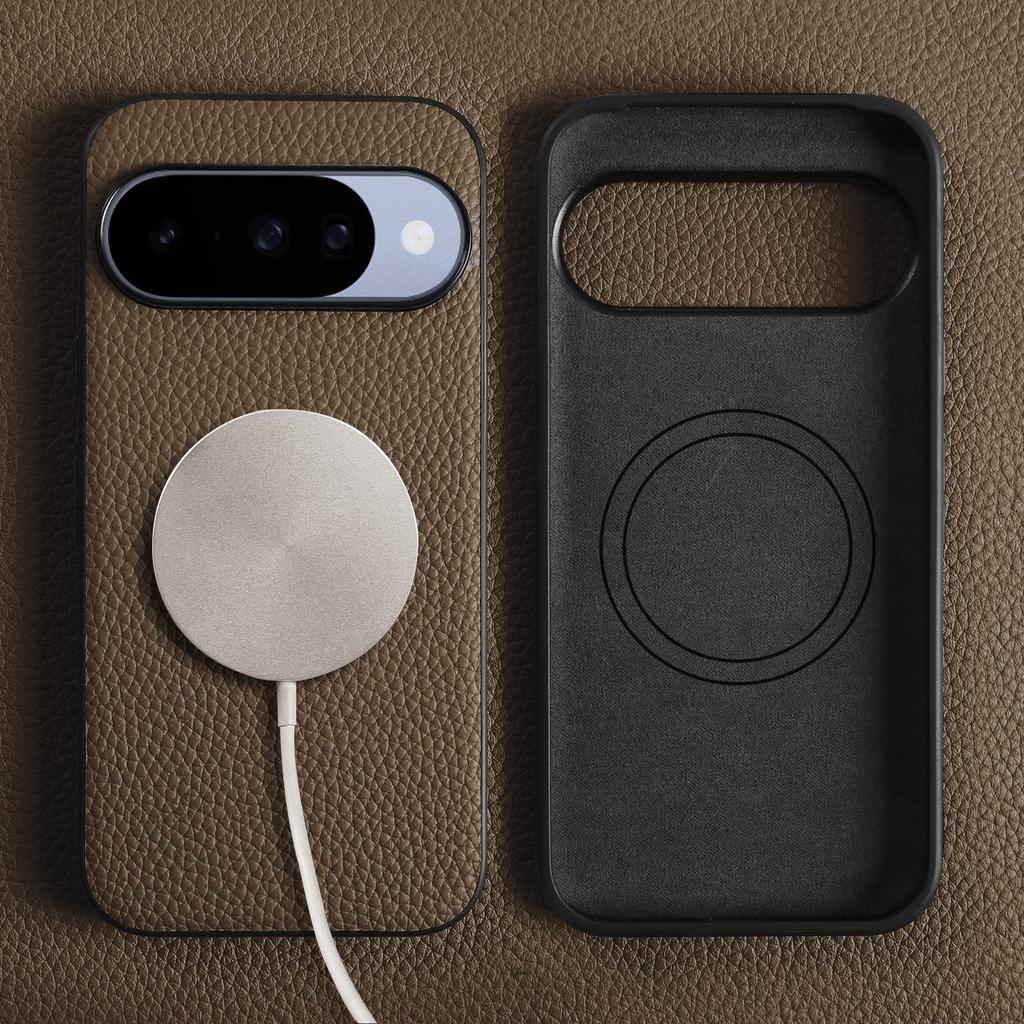 For Magsafe Lychee Genuine Leather Case For Google Pixel 10 Pro XL 10A 9 8 7 6 9A 8A 7A 6A Phone Back Cover Cases Magnetic Coque