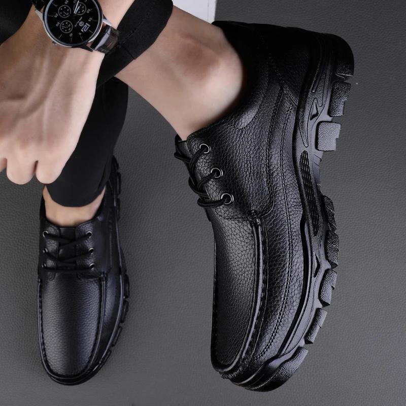 Genuine Leather Shoes Men Loafers Soft Cow Leather Men Casual Shoes New Male Footwear Black Business Formal Shoes