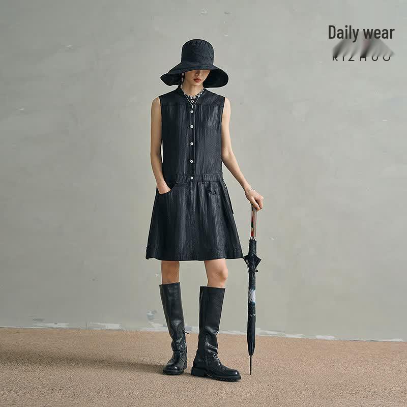 Rizhuo Sleeveless A-line Midi Dress L
