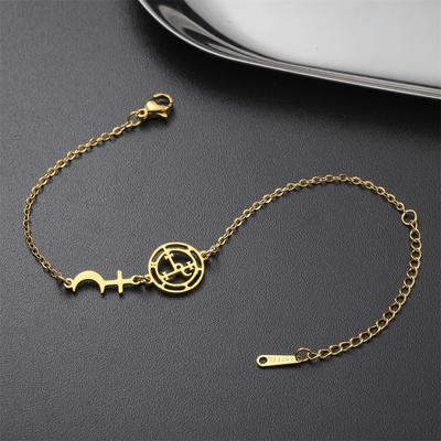 EUEAVAN Exquisite Sigil of Lilith Bracelet for Women Crescent Moon Cross Bracelets Stainless Steel Mythical Amulet Jewelry Gifts