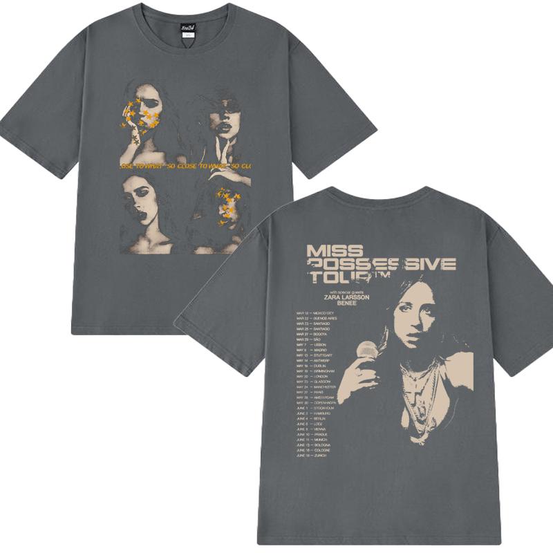 Tate McRae Miss Possessive Tour 2025 Double Sided Print T Shirt Men Women Fashion Y2k Short Sleeve T-shirts Unisex Cotton Tops