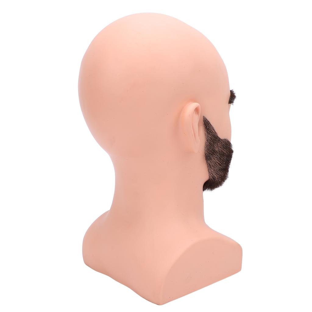 Male Bald Mannequin Head with Full Beard Eyebrows Resin PVC Realistic Barber Practice Bald Head