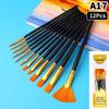 Detail Painting Brushes Set Professional Round Flat Nylon Hair Watercolor Paint Brush For Kid Students Artists Oil Painting Tool