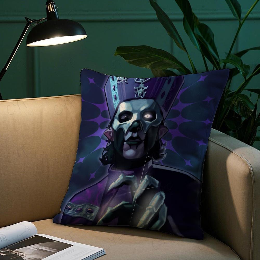 Rock G-Ghost Heavy Metal Band Pillow Case Anti-dustmite Pillowcase Invisible zipper silky short plush Sofa cushion cover