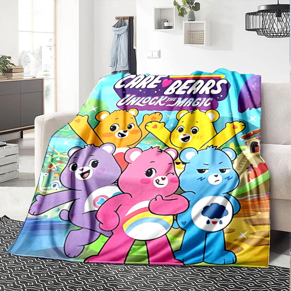 1pc Care Bears Unlock Magic Flannel Blanket for Super Soft Cute Comfort Blanket for Travel Bedding Couch Sofa Blanket Y73033