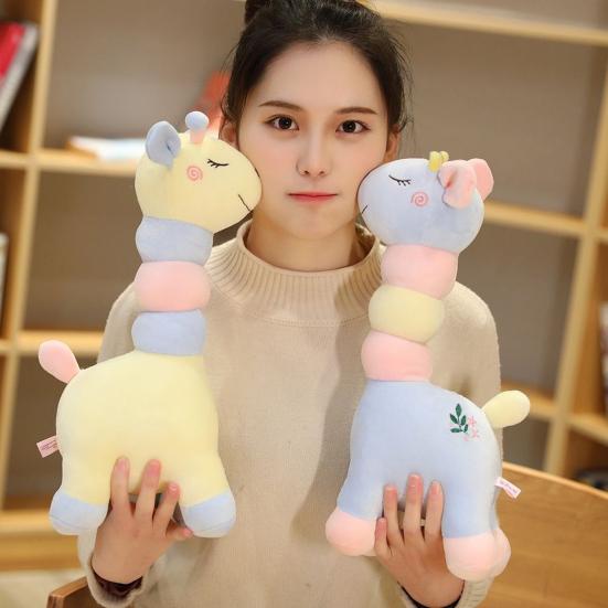 Cute Colorful Giraffe Plush Toy Soft Fluffy PP Cotton Stuffed Animal Plushie Kids Comfort Doll Home Decoration Girlfriend Birthday Gift