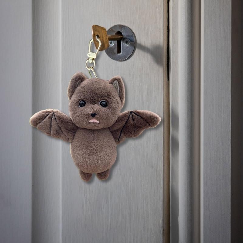 Bat Plush Toy Keychain Soft Stuffed Animal Bag Charm Backpack Pendant Accessory Handmade Halloween Room Decoration