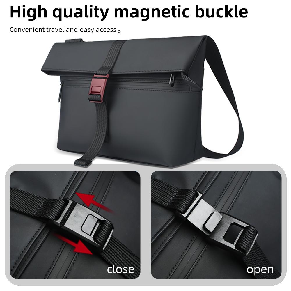 HcanKcan Herre Crossbody-veske Vanntett Skulderveske Passer 13 Tommers Bærbar PC Midjeveske Stor Kapasitet Messenger-veske Svart Sideveske
