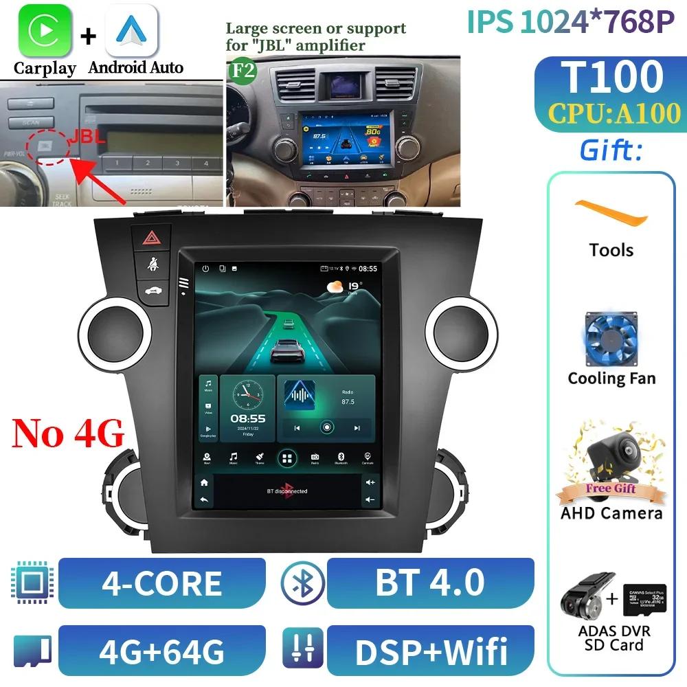 9.7inch Android Car Radio Multimedia For Toyota Highlander 2009-2014 Navigation Bluetooth Carplay Head Unit Touch Screen Stereo