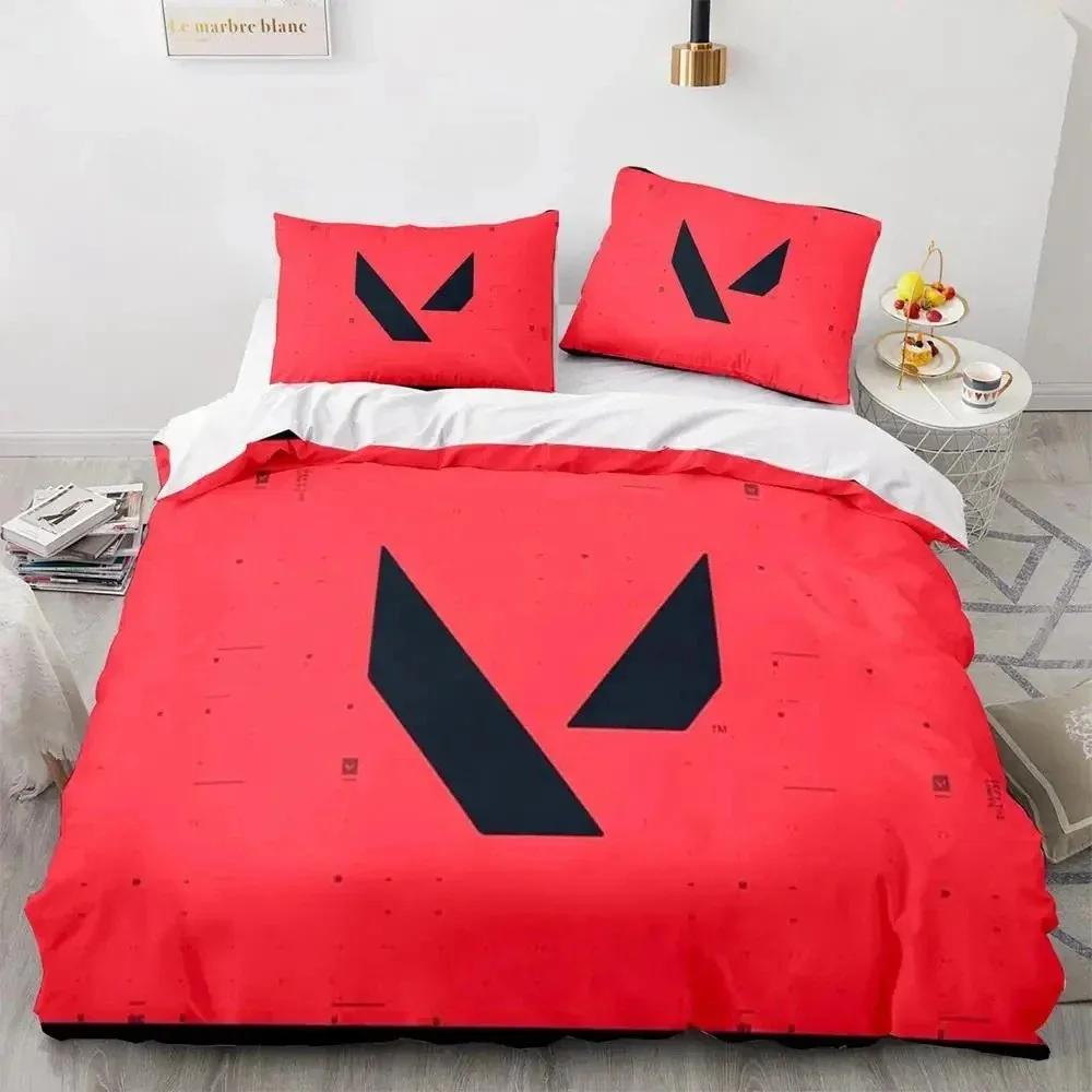 Game Valorant Neon Bedding Set Boysgirls Twin Queen Size Duvet Cover Pillowcase Bed Kids Adult Fashion Home Textile Customizable