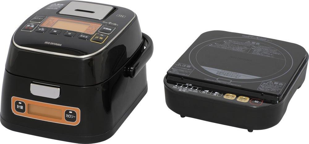 Iris Ohyama Rice Cooker IH 3 Cup Brand Measured Cooking with Calorie Calculation Function Rice Shop Umami Black RC-IA31-B