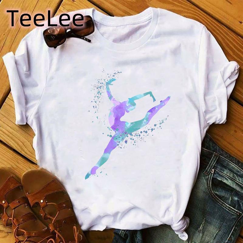 Gym Art Tee Shirt Femme Ballet Dancer Gymnast Lover Birthday Gift Tops Girls Summer Print Gymnastics Casual T Shirt Unisex