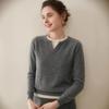 Autumn-Winter Cashmere Two-in-One Women's Round Neck Slim Fit Color Block Knit Pullover Sweater
