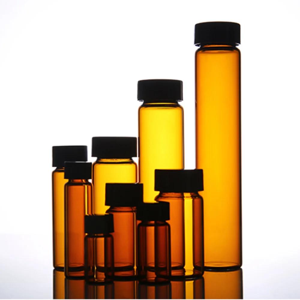 2ml To 60ml Amber Lab Glass Sample Bottles Brown Screw-mouth Essential Oil Bottle Lab Vial Chemistry Glassware 10ml 22x50mm 20pcs