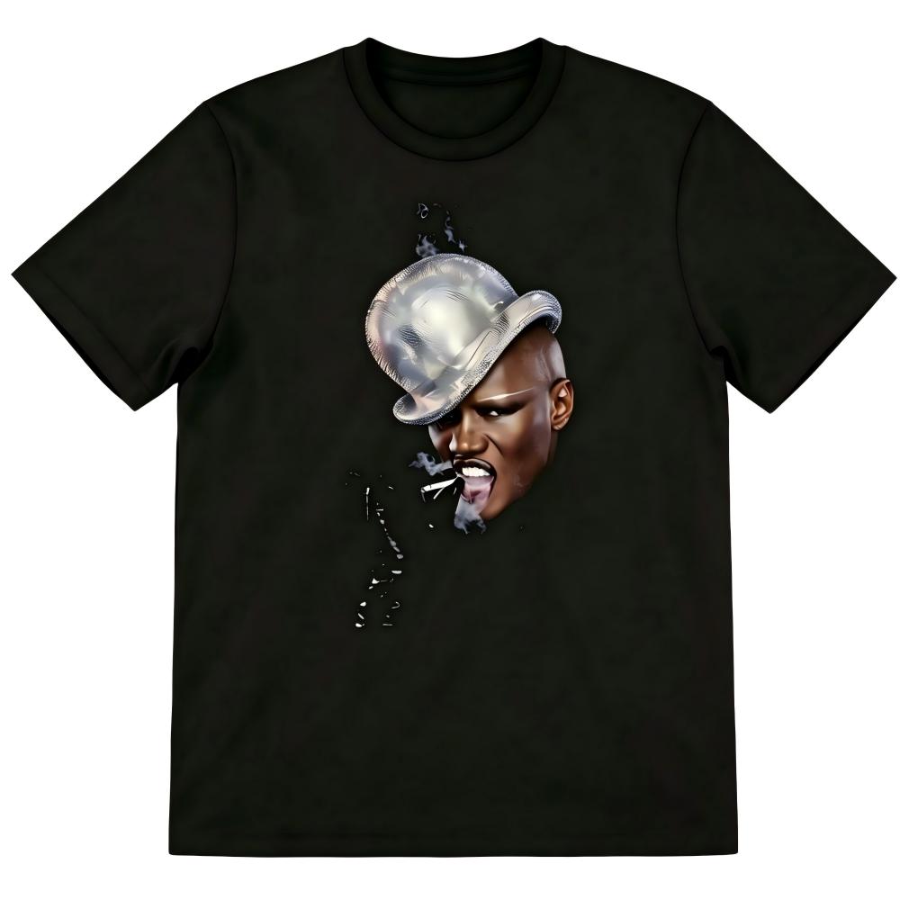 Grace Jones Iconic Portrait Black T-Shirt