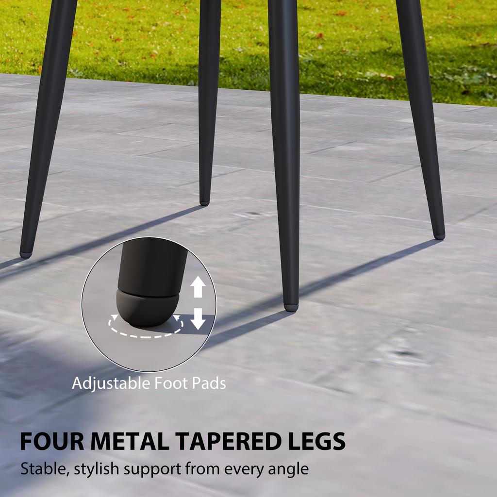 49.5 Cm Round Garden Table, Small Outdoor Coffee Side Table with Plastic Tray-Style Top, Metal Legs, Black