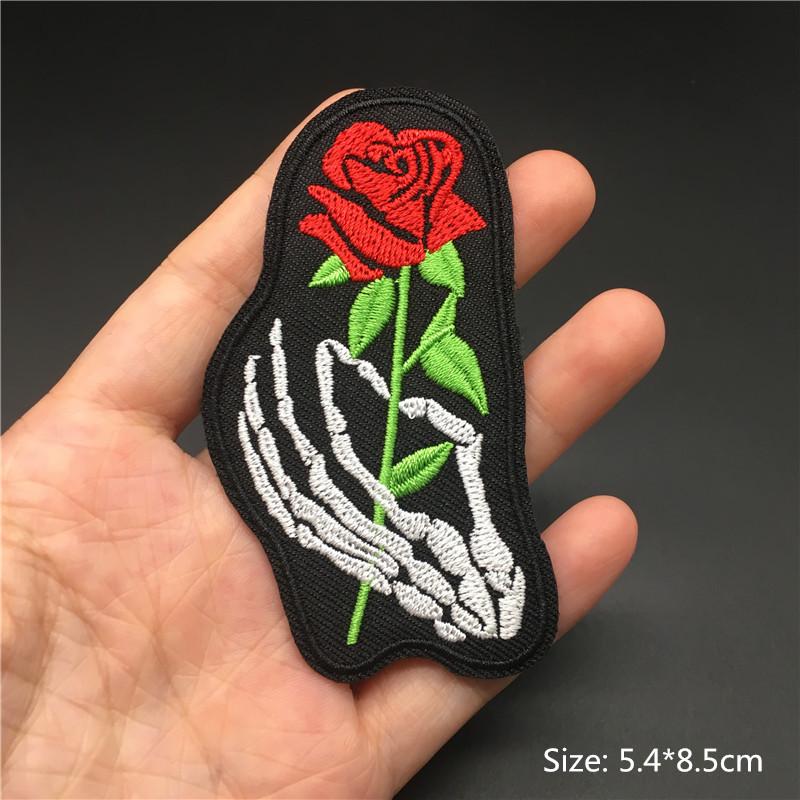 Totenkopf Punk Patches Für Kleidung Stickerei Streifen Diy Abzeichen Nähen Dekoration Kleidung Aufkleber Aufbügeln Aufnäher