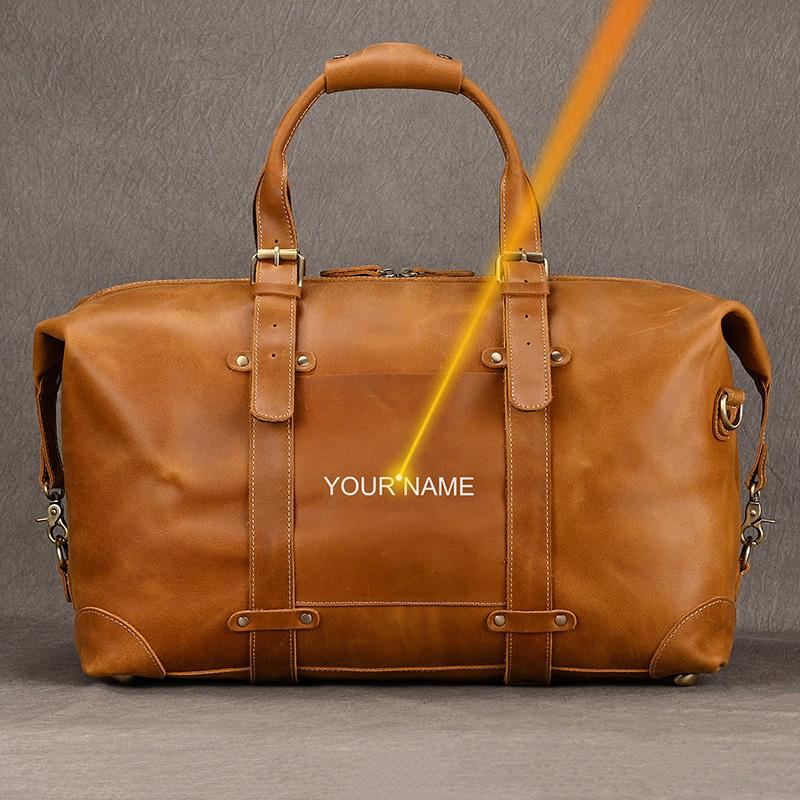 Business Travel Bag Handbag Genuine Leather Male Duffle Bags Airplane Extra Large Luggage Bag On Flights Custom Men Gift Bag