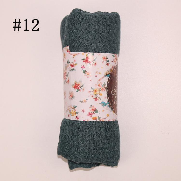 Muslim Women Solid Color Scarf Shawl Cotton Crinkle Hijab