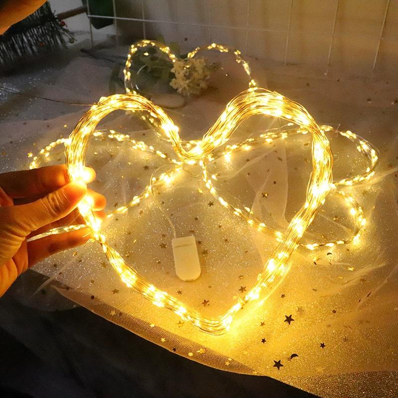 LED Fairy String Lights Battery Powered Copper Wire Garland Light For Bedroom Outdoor Garden Wedding Party Birthday Decoration