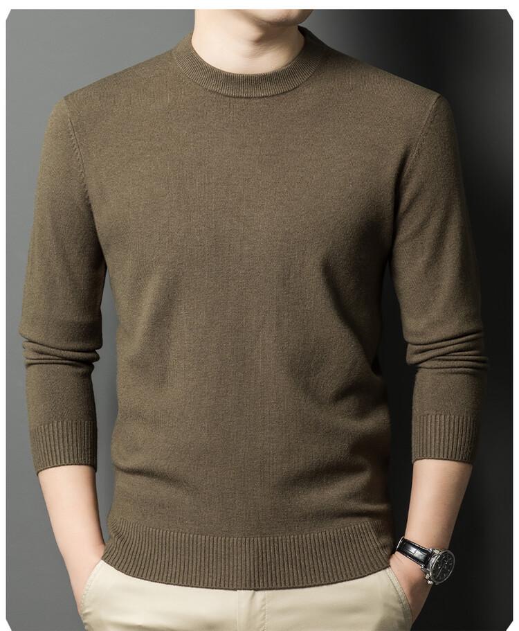 Men's Thick Knit Sweater - Round Neck, Solid Color, 500g, Autumn/Winter
