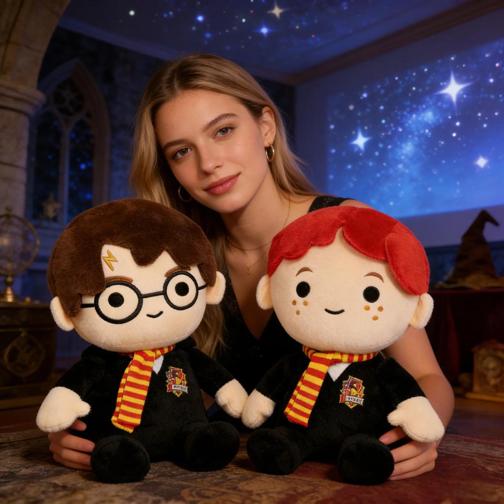 Gryffindor Wizard Plush Toy Soft Stuffed Doll With Striped Scarf Anime Fan Gift