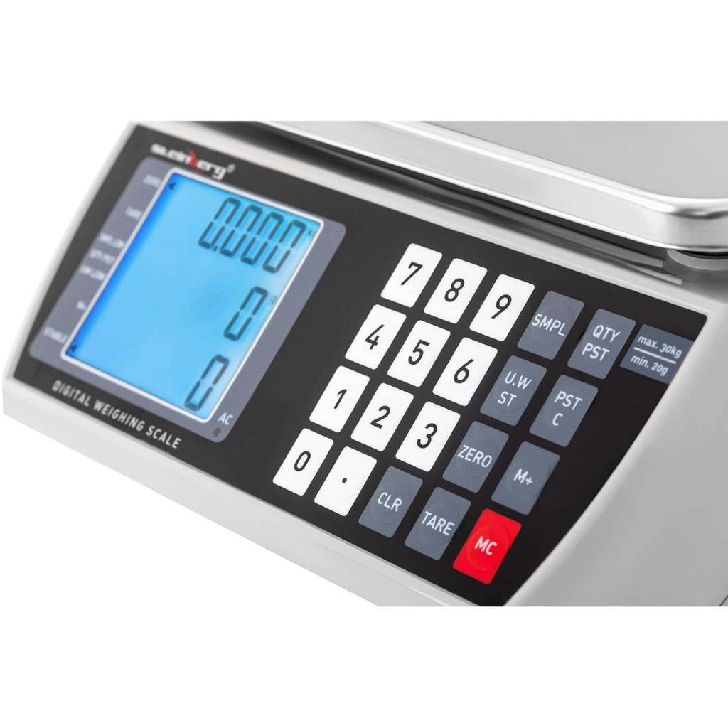 Commercial shop scale with LCD display 22.3 x 17.4 cm 30 kg / 1 g