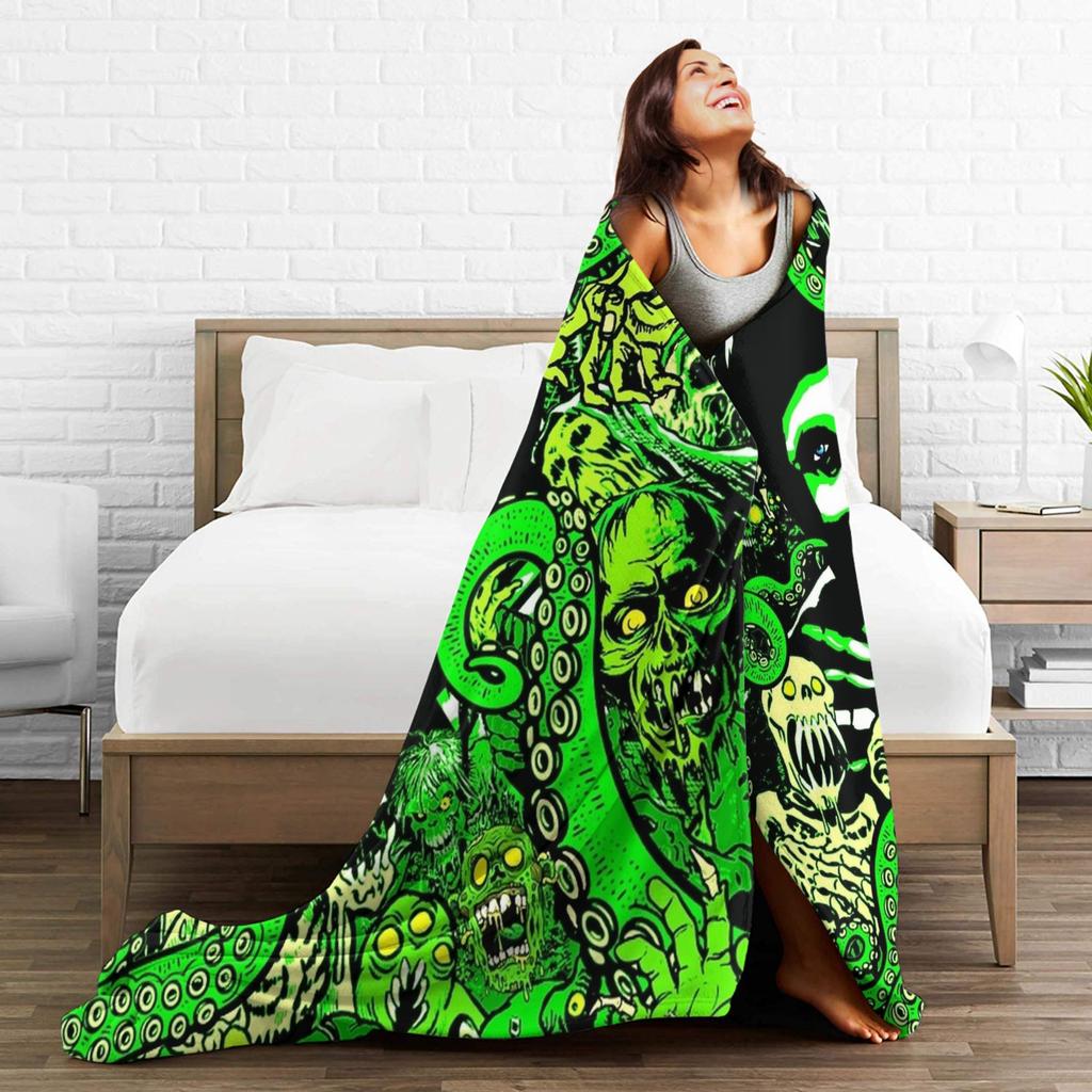Misfits Green Hell Blankets Fleece Decoration Multi-function Super Warm Throw Blanket for Sofa Bedroom Bedspreads