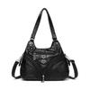 Stylish PU Leather Crossbody Bag Heart Decor Women's Hobo Bag Fashion Quilted Shoulder Bag with Adjustable Strap