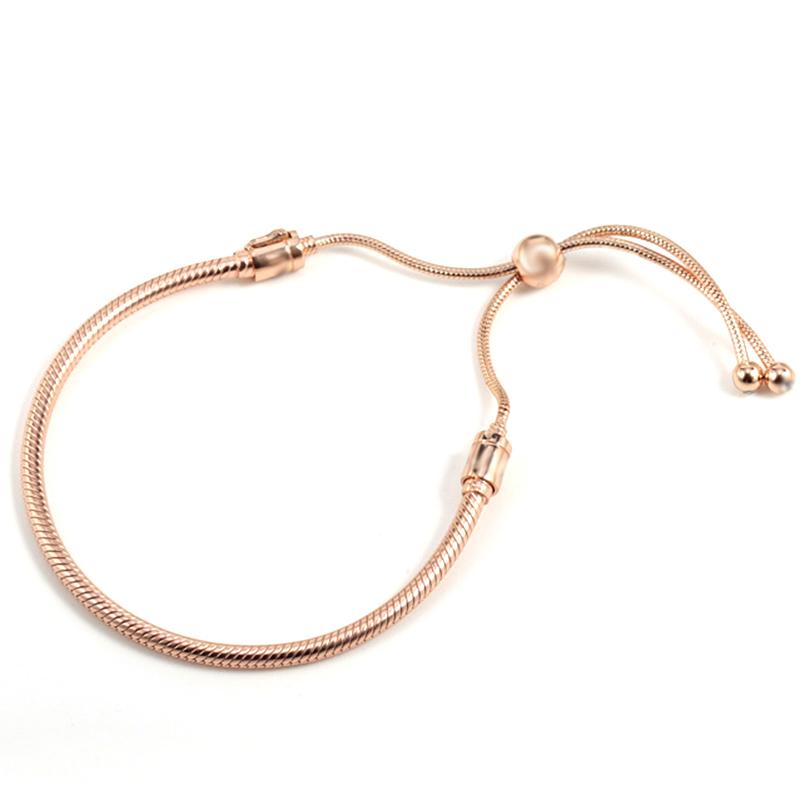 New Silver Color Classic Adjustable Snake Chain Bracelets Fits Beads Link Chain Charm Bracelets For Women Fashion Jewelry