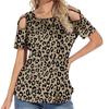 Women's Summer Printing Short Sleeve Strappy Cold Shoulder T-Shirt Tops Blouses