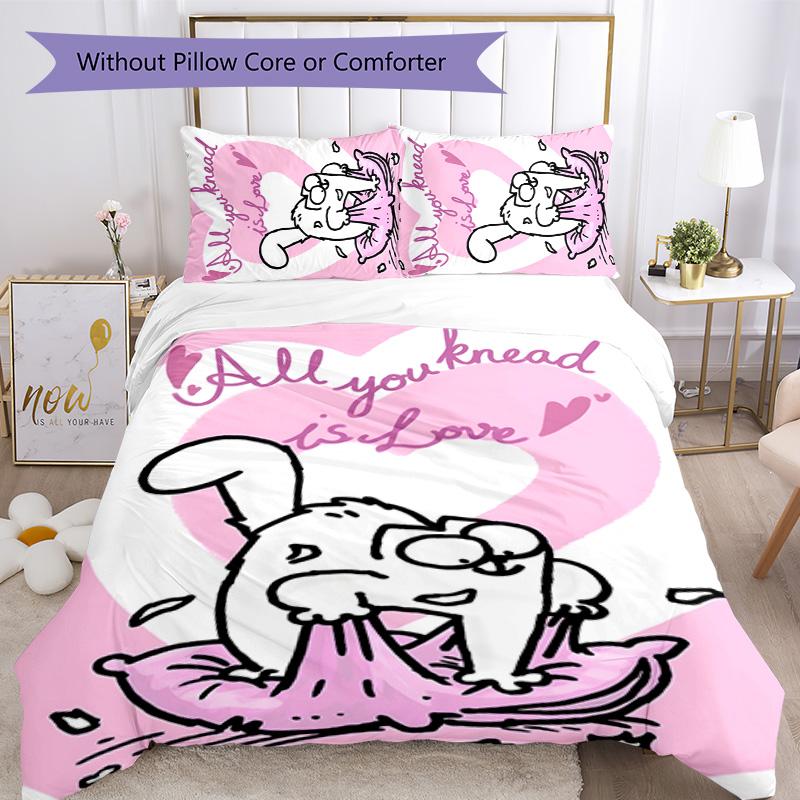 Simon's cat 3pcs Bedding Set Duvet Cover Closure Includes 1 Duvet Cover & 2 Pillowcases for All Seasons Bedroom Home Dorm Decor