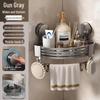 DANLE No-Drill Gunmetal Grey Aluminum Corner Shower Shelf