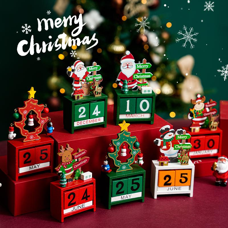 Wooden Christmas Tree Calendar Christmas Party Children's Gift Countdown Christmas Eve Gift Wooden Desktop Calendar Ornament