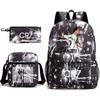 School Bag, Peripheral Printing Three-piece Set, Student School Bag, Backpack, Messenger Bag, Pencil Bag.