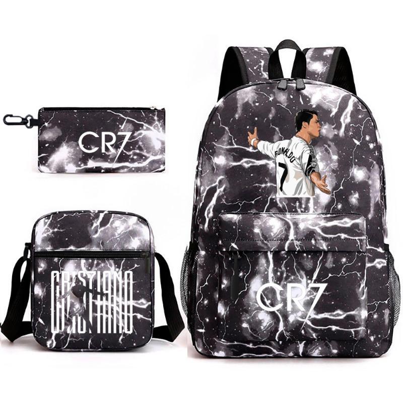 School Bag, Peripheral Printing Three-piece Set, Student School Bag, Backpack, Messenger Bag, Pencil Bag.
