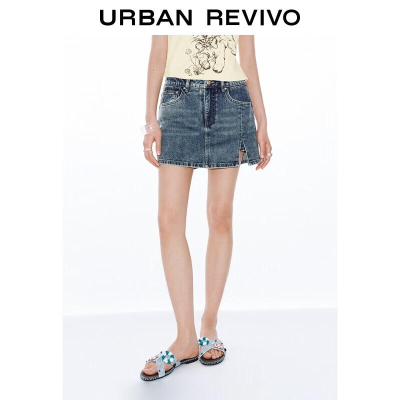 UR2026 Women s Washed Front-Slit Denim Skort 27