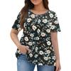Damenmode Große Größe Rundhals Kurzarm Casual Print Lose Pullover Top