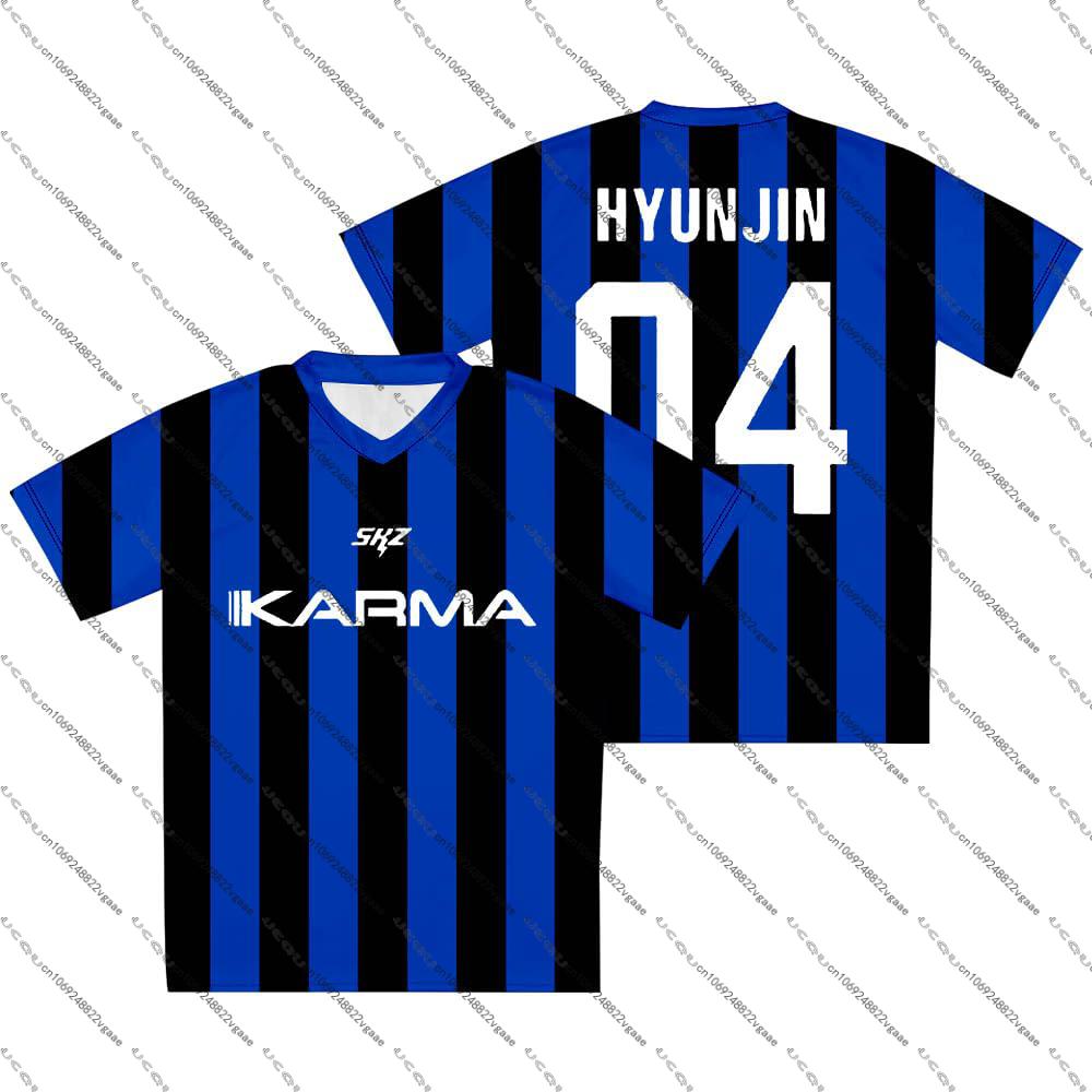 2026 Boys Girls Women Kpop H-Hyunjin T Shirt Men Kids Tee Top S-SKZ Karma Jersey Casual Stray Korean Fan T Shirt Harajuku Top 01